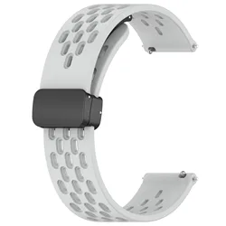 Magnetic Silicone Strap with Folding Buckle - 20mm & 22mm Sizes for 20mm (10 Light gray)