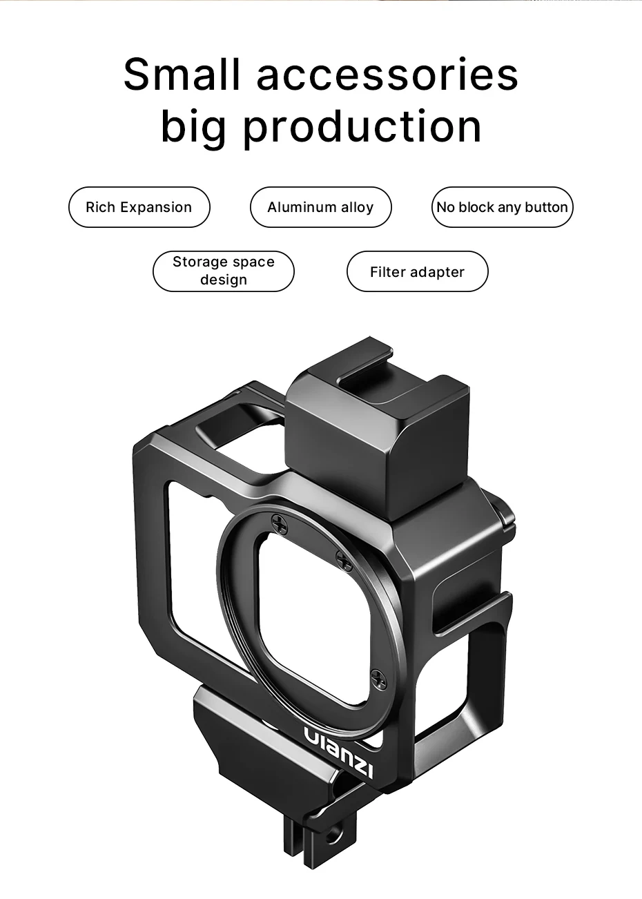 Ulanzi G9-5 Metal Cage for GoPro Hero 11 10 9 Black Frame Case With Cold Shoe Mount