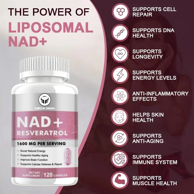 Nad Supplement 1600mg Liposomal Nad+ Resveratrol Nad Plus Promotes & Longevity Supplements anti aging cell booster