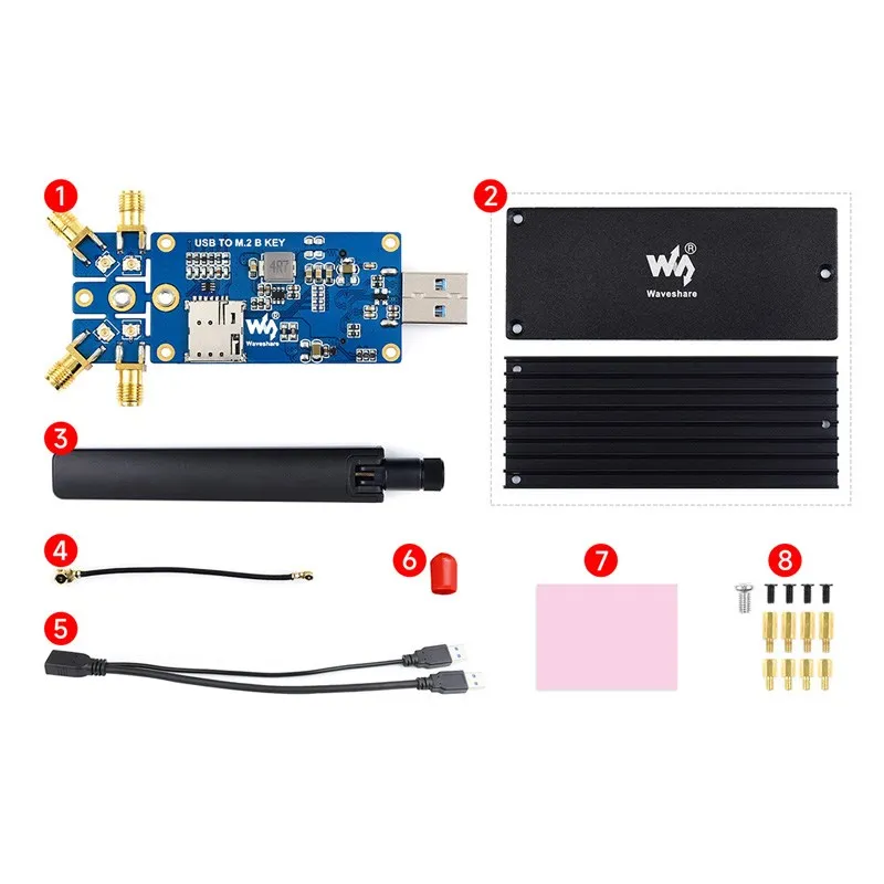 Usb 3.1 para M.2 b Placa de Expansão Chave Módulo Dongle 5g Antenas Case Liga de Alumínio Raspberry pi 4b Jetson Nano pc - Imagem 5