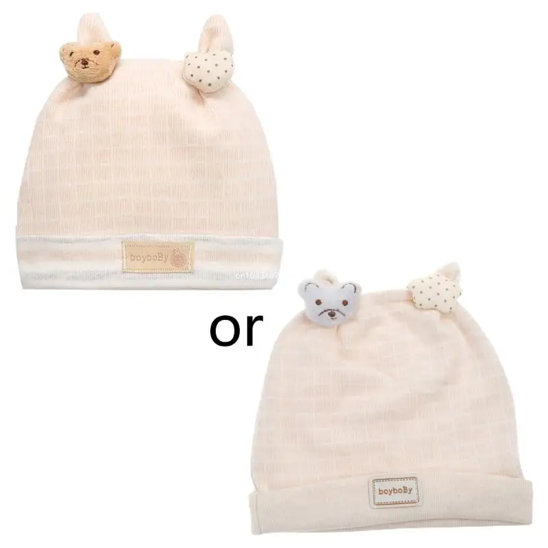 

0-3 Months Baby Bear Ears Hat Soft Cotton Beanie Cap Headwear Infants Tuban Bonnet Hospital Hat Cap