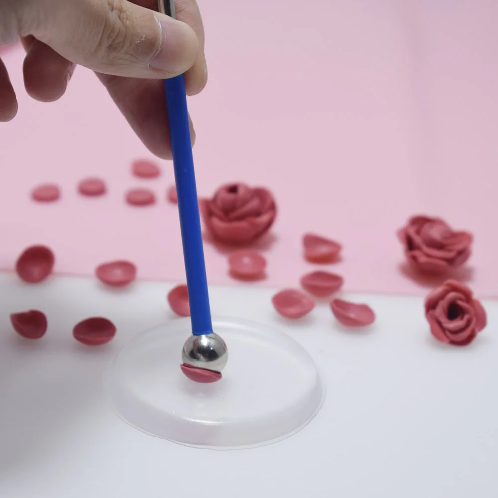 Polymer Clay Tool Mini Flower Petal Texture Make Stylus Ball Dotting Pen and Silicone Mat Recycle Use polymer clay tools