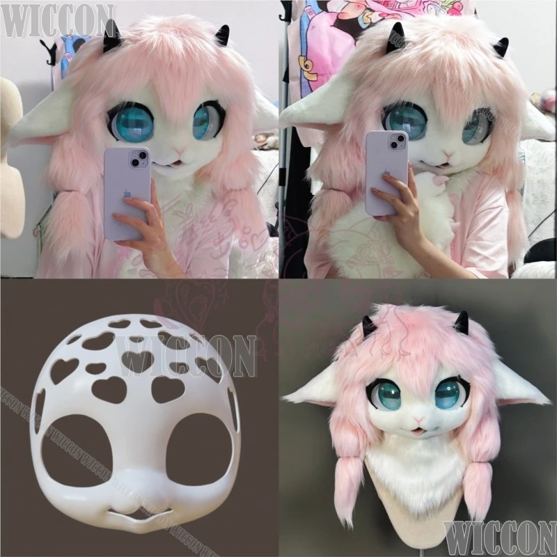 Furry kigurumi Head Skull Mask Fursuit Cosplay Prop 3D Print PLA Resinous Costume Man Women Gift Holloween Roleplay Customized