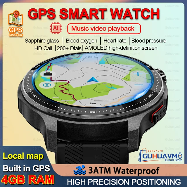 2026NEW Swim Waterproof GPS Offline Maps Sport Smart Watch Men 4GB Memory Music Video Player 3D Menu Style Smart Bracelet AMOLED 1