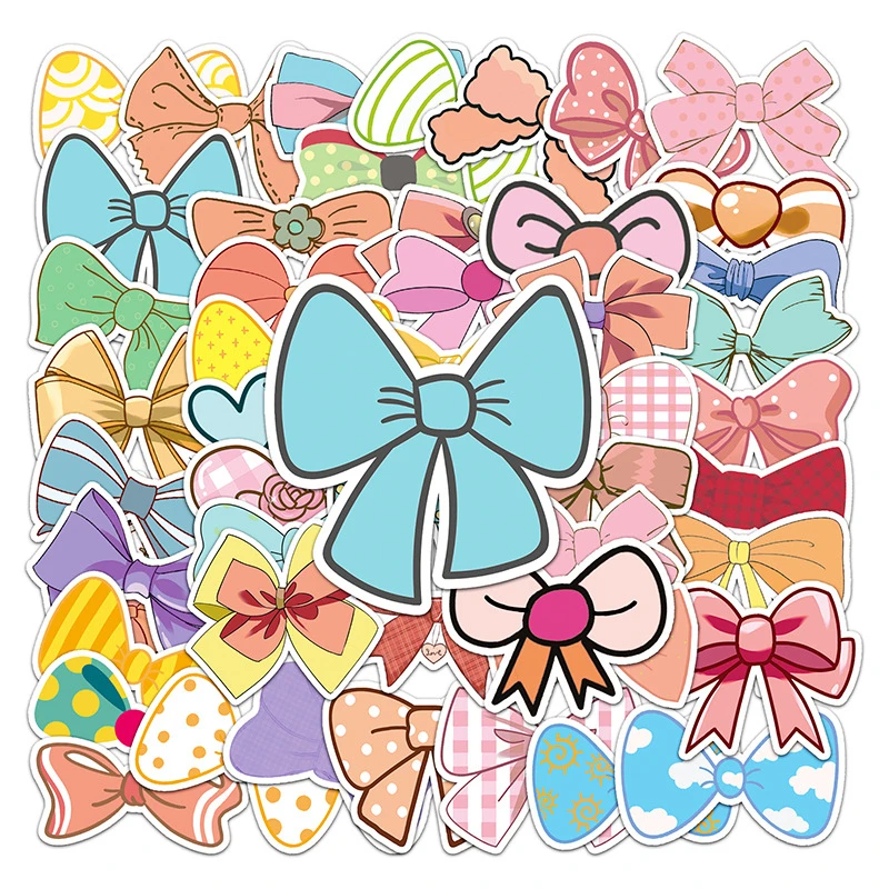 

50pcs Bowknot Stickers decal scrapbooking diy pasters home decoration phone laptop waterproof cartoon accessories