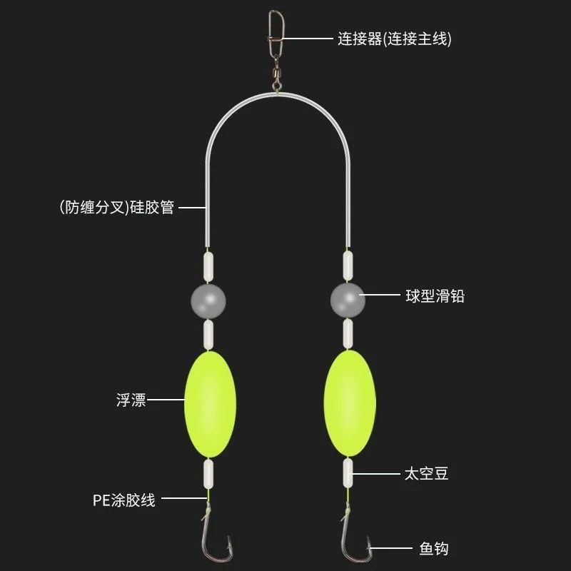 1pc 2/3 Hooks Fishing Hair Rigs Hook Anti Bottom 3-14#Automatic Flipping Suspension Carp Fishing Hook Ready Made Carp Rigs Float