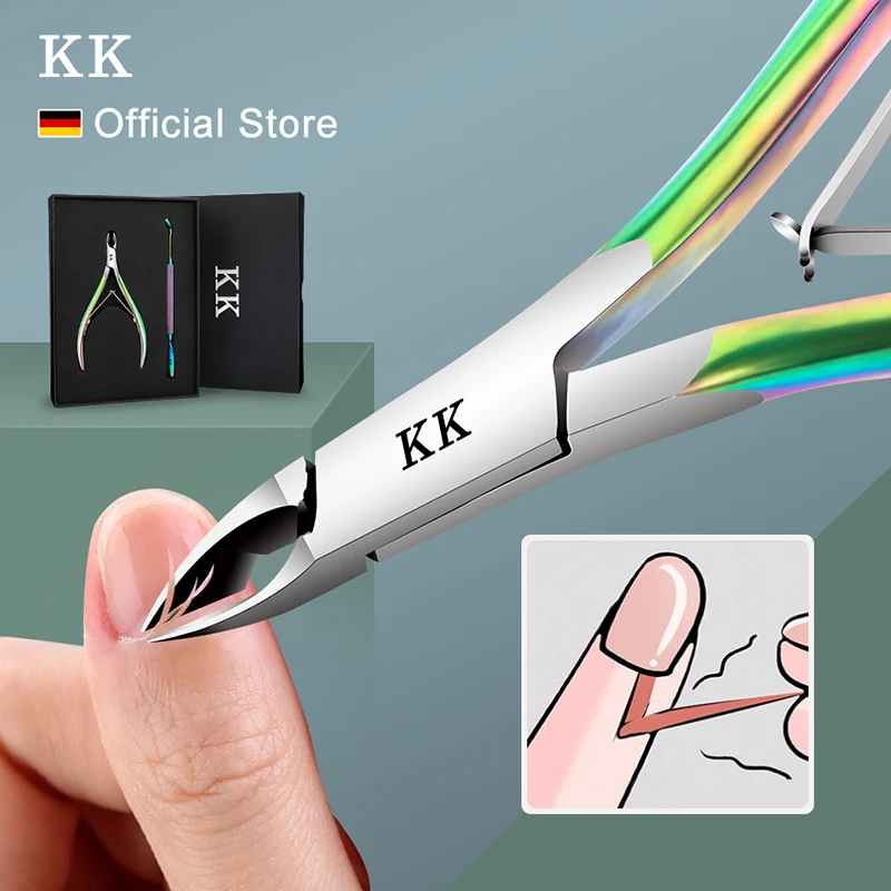 

KK Cuticle Nipper Rainbow Dead Skin Scissors Stainless Steel Nail Clippers Manicure Ended Polish Remover Pusher Tool Trimmer