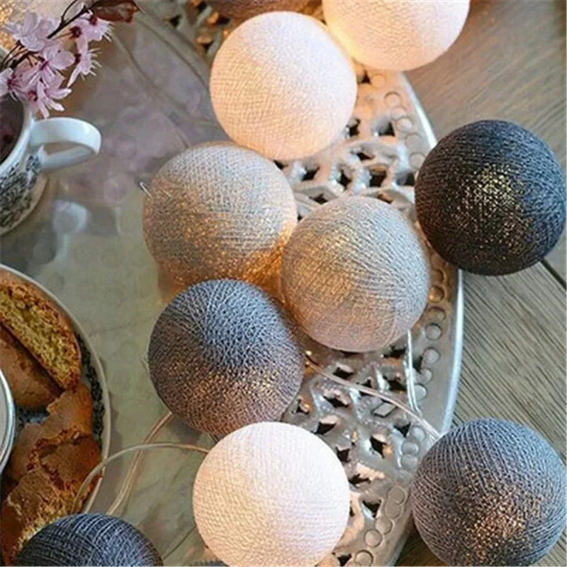Description Picture 6 of item6CM Cotton Balls Garland LED String Lights Outdoor Christmas Tree Night Lamp Patio Home Party Holiday Bedroom Wedding Decoration
