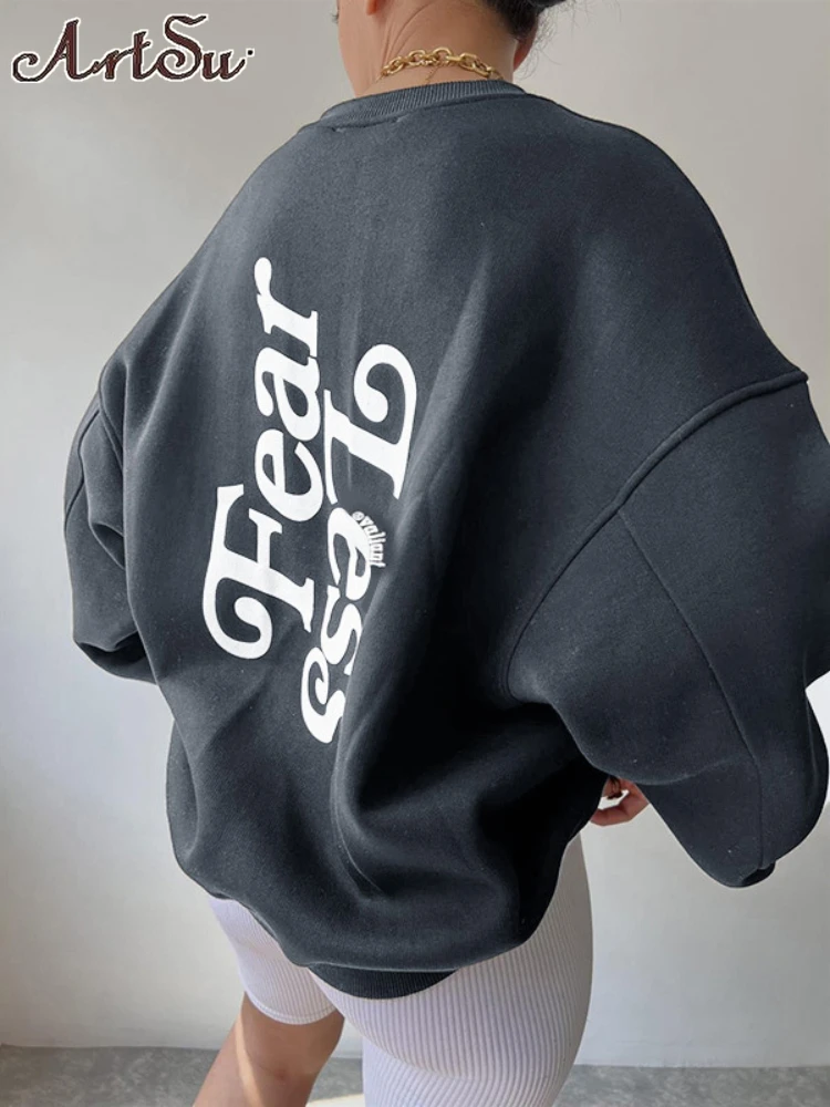 

Letter Printed Women Sweatshirts Loose Long Sleeve Pullover Autumn Winter Oversized Sweatshirt Fashion Streetwear O Neck Y2k Top