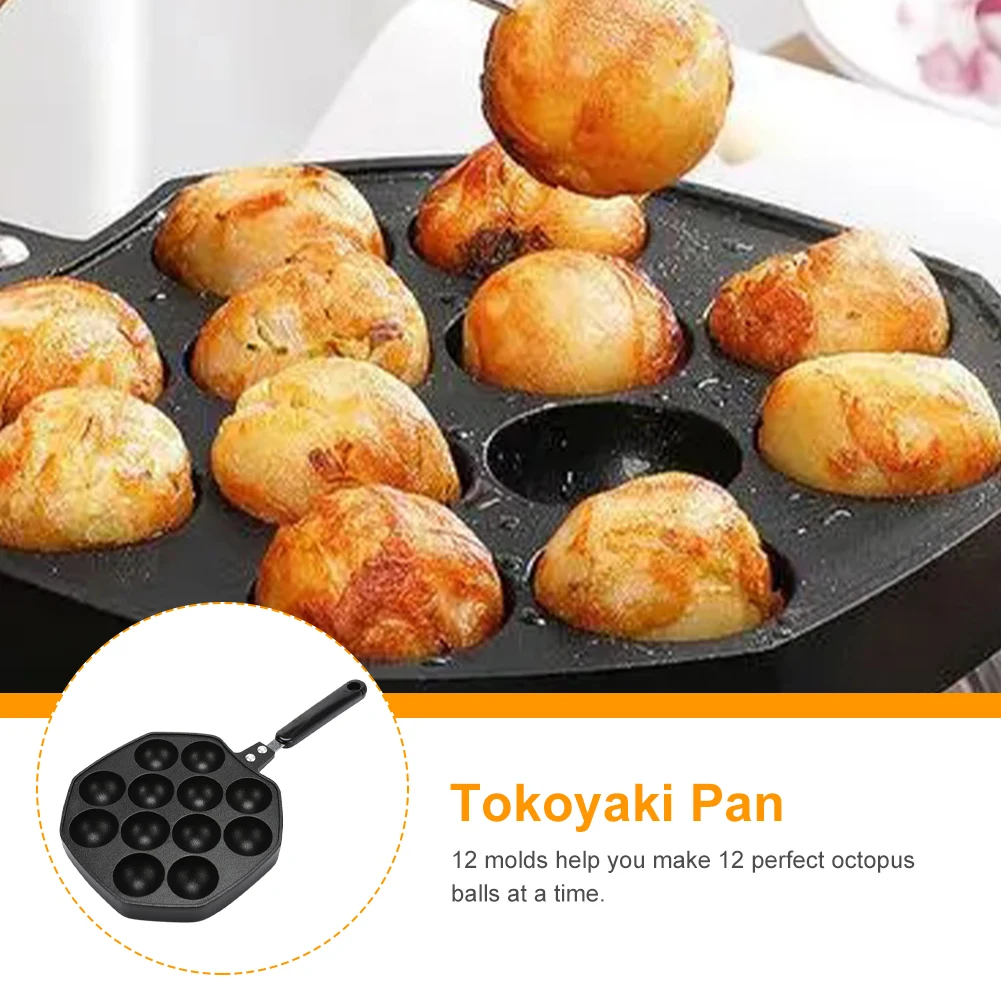 

New High Quality 12 Molds Cavities Aluminum Alloy Takoyaki Pan Takoyaki Maker Octopus Small Balls Baking Pan Home Cooking Tools