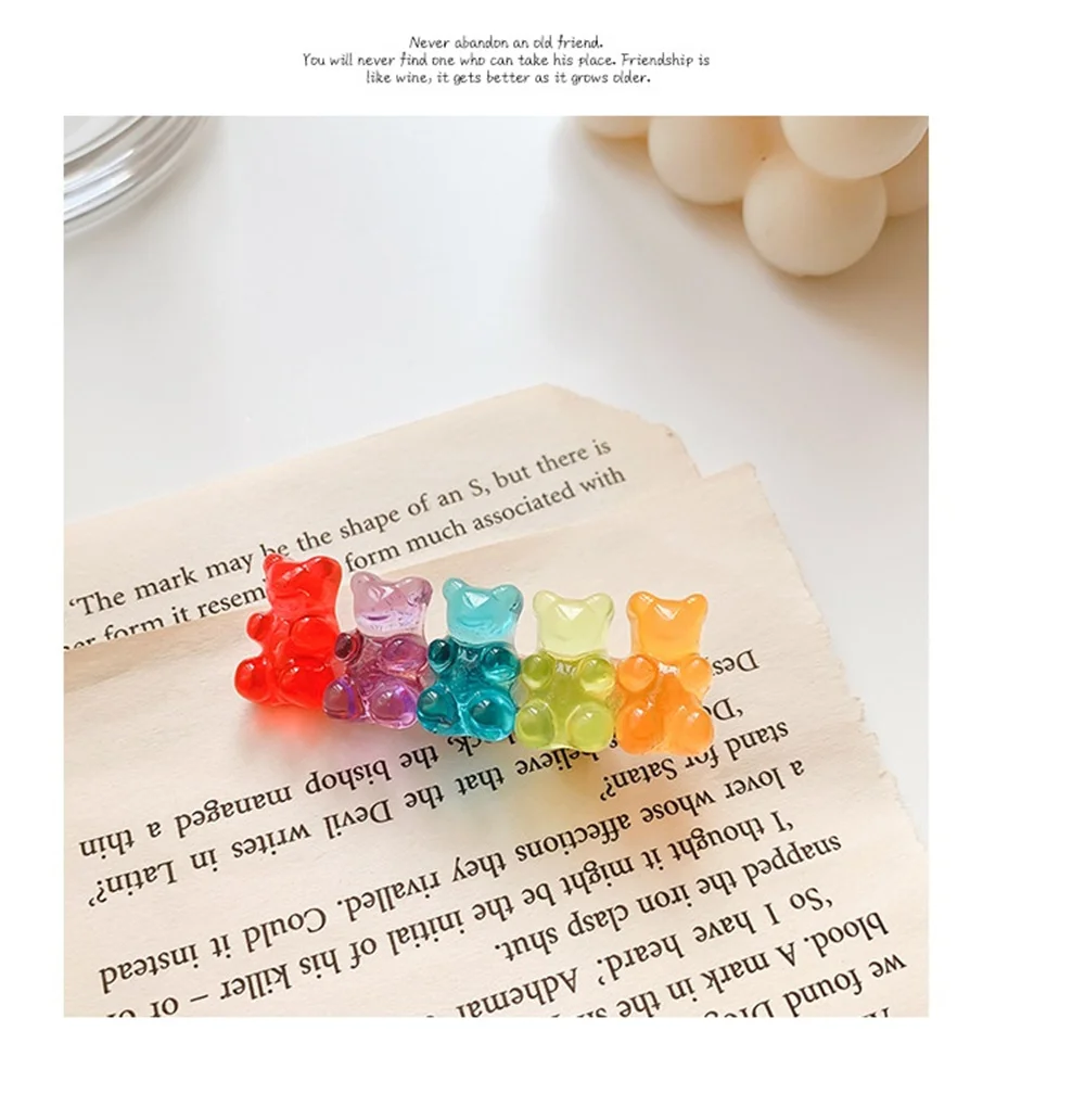 Description Picture 4 of item1~10PCS Bears Jelly Candy Mix Color Animal Hair Clips for Women Barrette Hairpin Duckbill Alligator Clip Hair Styling Tool