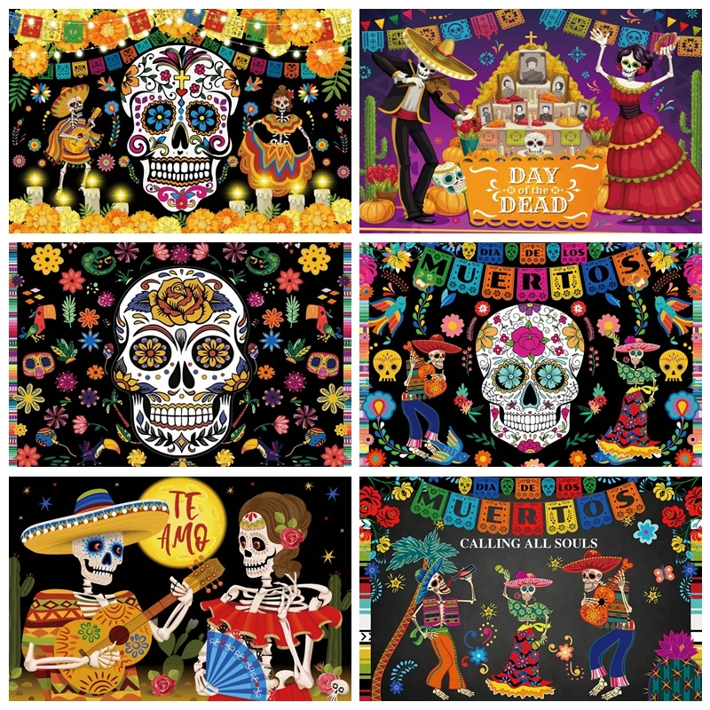 Мексика День мертвых диа-де-лос-muertos украшения вечерние фон фотография