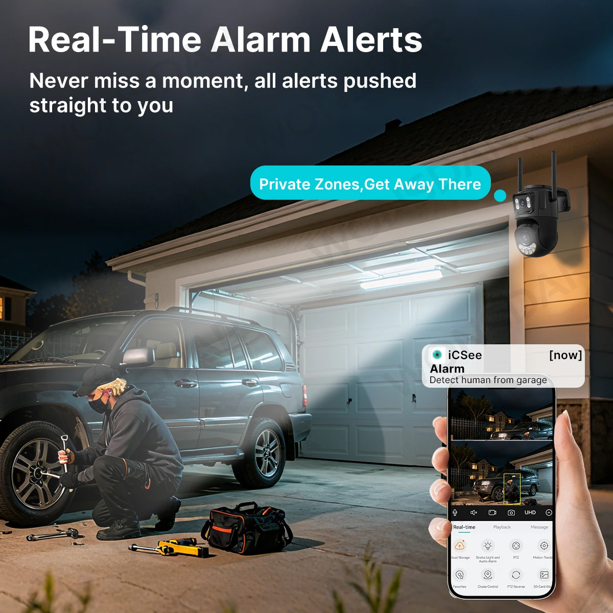 WONSDAR 2.4GHz&5GHz WiFi IP Camera Outdoor Security Protection PTZ Camera Auto Tracking Night Vision CCTV Surveillance iCsee 5