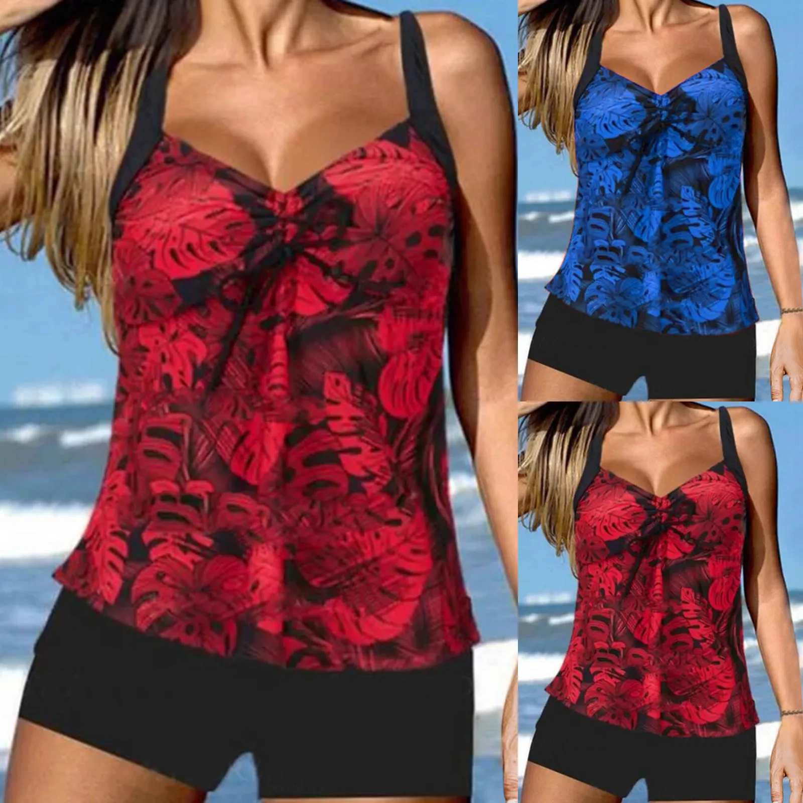 

Новинка 2022, купальные костюмы-танкини с принтом, женская одежда для плавания, женский купальный костюм с высокой талией, женский купальный костюм из двух предметов, пляжная одежда для плавания для женщин