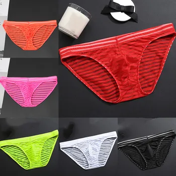 New Sexy Ice Silk Men Underwear slip mutandine mutandine trasparenti senza cuciture Low-rise Lingerie Mesh Fashion pantaloncini maschili Underpant 1