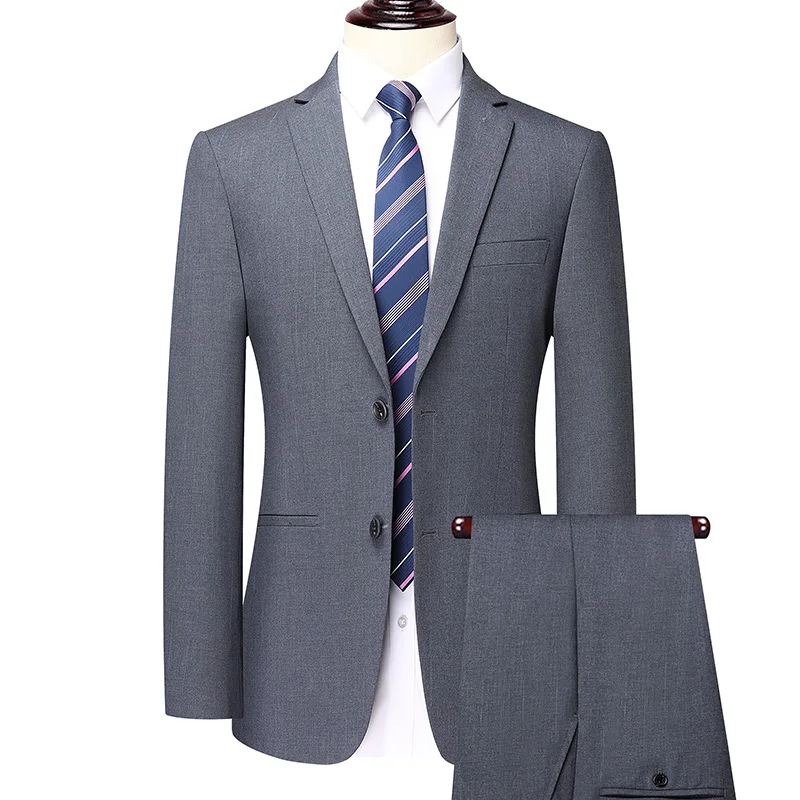 

( Jacket + Pants ) 2 Pieces Set 2023 Fashion New Men's Casual Boutique Business Dress Wedding Groom Suit Coat Blazers Trousers