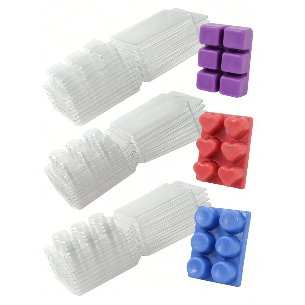 Silicone Candle Mold Aromatherapy Candle Mold Silicone Candle Molds Candle Mold Beeswax Mold Cylindrical Candle Mold 10pcs Wax Melt Mold Wax Melt Clam Shell Mold Square 6-Cavity Transparent Plastic Cube Tray for Candle Making And Soap