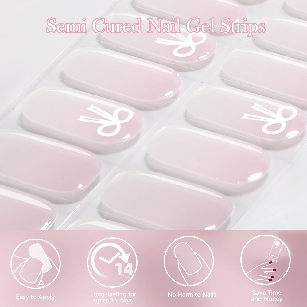 Semi Cured Gel Nail Stickers 4Pcs/set Harunouta with Nail Lamp Gradient Jelly Gel Polish UV Cured Kits