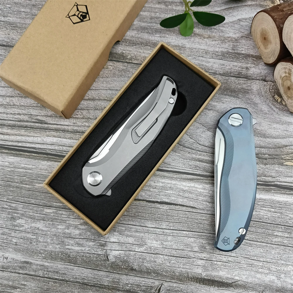 Bearing Flipper Assisted Pocket Folding Knife M390 Blade TC4 Titanium Alloy Handle Outdoor Tactical Knives Hunting Camping Tool 5