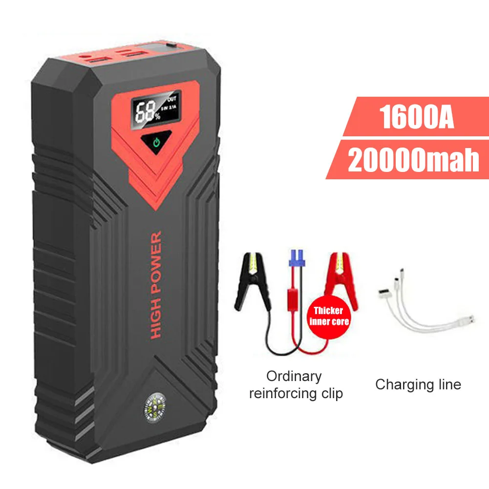 20000mAh 1600A 12V Notfall Auto Batterie Starthilfe Power Bank Mit LED  Lampe Ladegerät Booster Start Gerät Auto zubehör - AliExpress