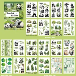 Vintage Sticker Collection - Large Waterproof Washi & PET Stickers for Scrapbooking and Decoration (Panda and bamboo)