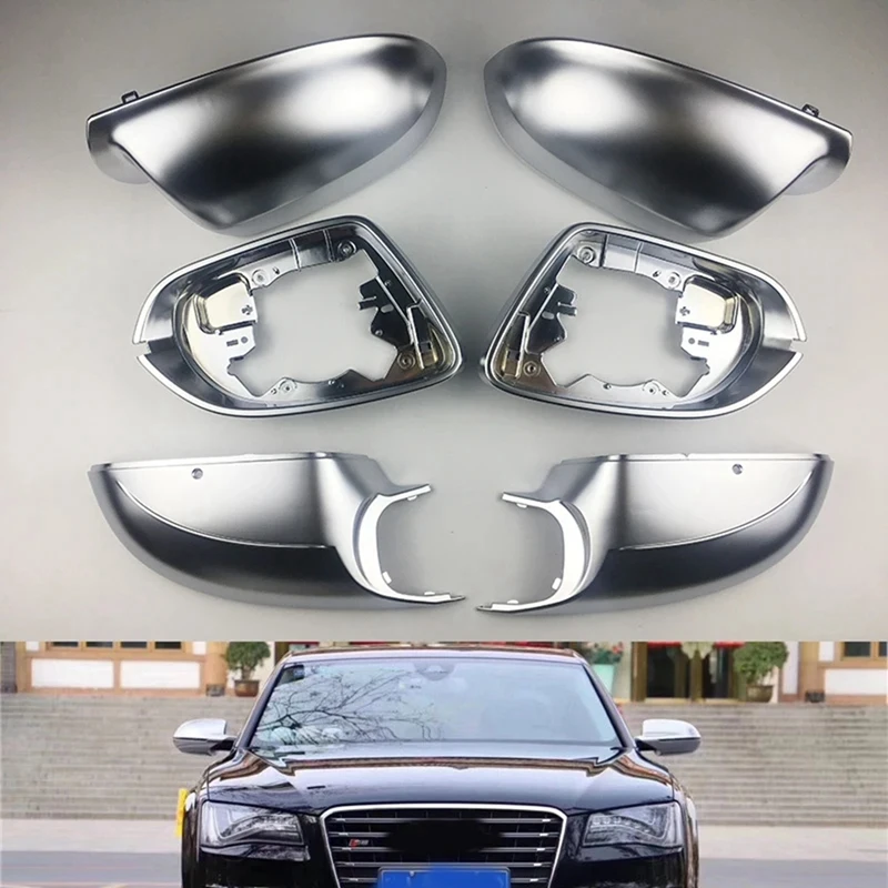 

6Piece Car Left Right Rearview Mirror Caps Cover Cap Replacement Parts Accessories For A8L A8 D4 W12 2012-2018