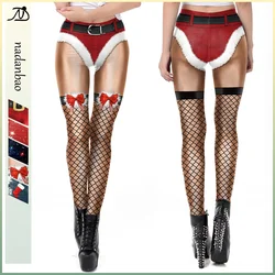 Nadanbao Sexy Lace Merry Christmas Leggings Women Elastic Tights Funny Trousers Female Holiday Party Long Pants