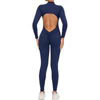 Sports Jumpsuit Woman Gym One Pieces Fitness Overalls Long Jumpsuits Summer Sexy Clothes for Women Long Sleeves Sportswear Blue - Image 6