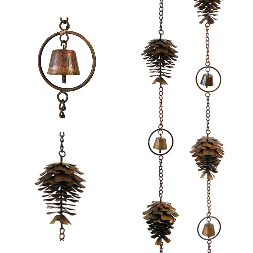 Pine Fruit Wind Chime Pine Cone Rain Chain Ornament Metal Outdoor Garden Wind Chime Decoration pine fruit wind chime