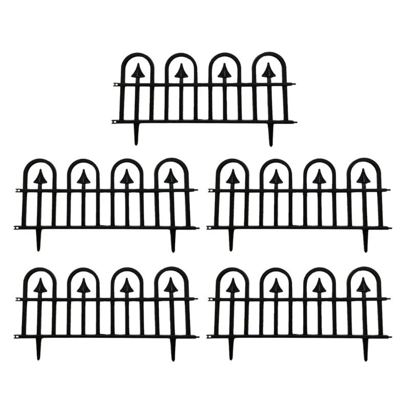 

367A 5Pcs Garden Decorative Garden Fence Garden Border Outdoor Rustproof Landscape Flower Bed Barrier Panel Decors Picket