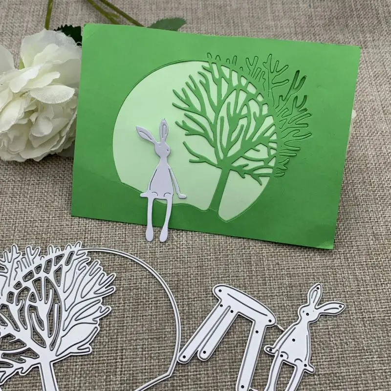 

Tree bird circle frame bunny Metal Cutting Dies For DIY Scrapbooking Decorative Embossing Handcraft Die Cutting Template Mold