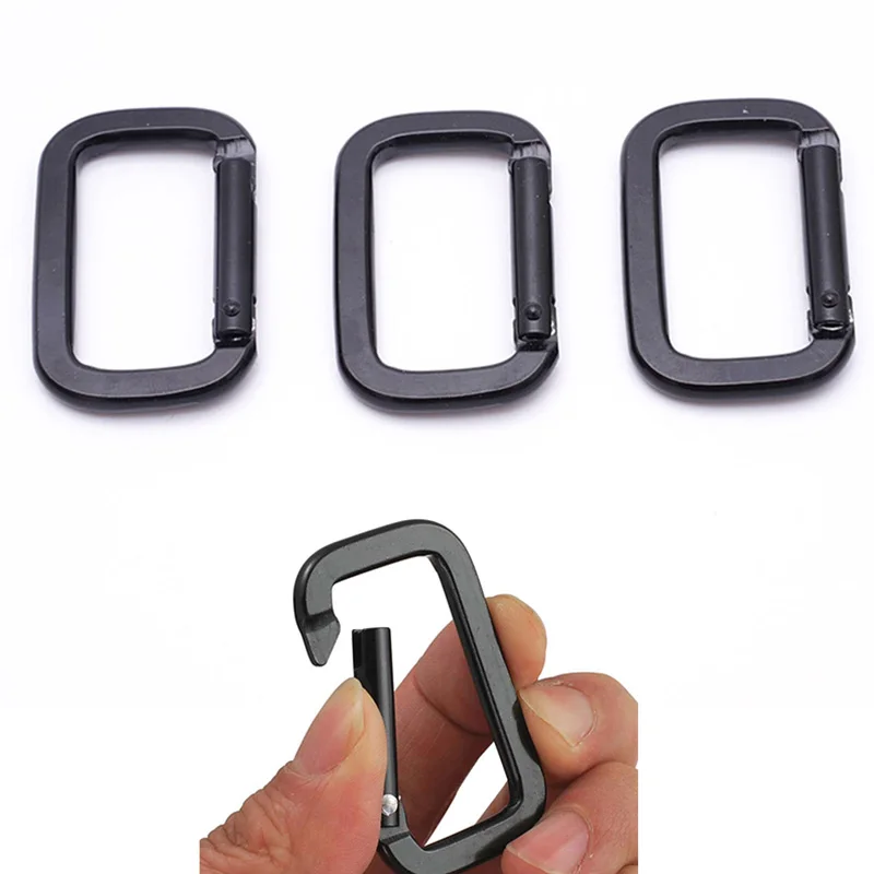 1PC Metal Rectangle Safety Buckle Ring Camping Carabiner Outdoor D Shape Multi-Function Backpack Buckle Chain Ring Loops Clasp