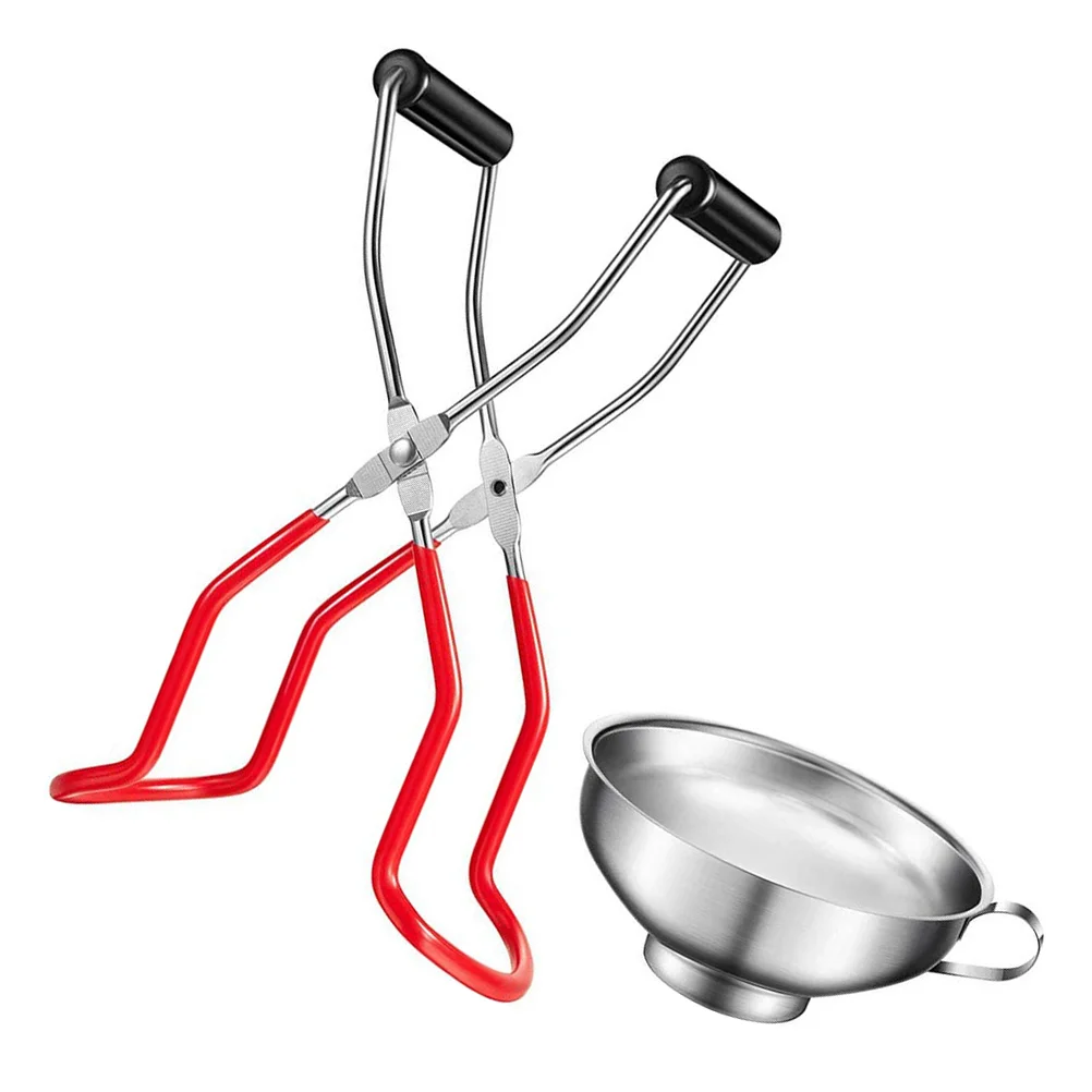 Canning Jar Tongs Supplies Lifter Funnel Stainless Grabber Clip Steel