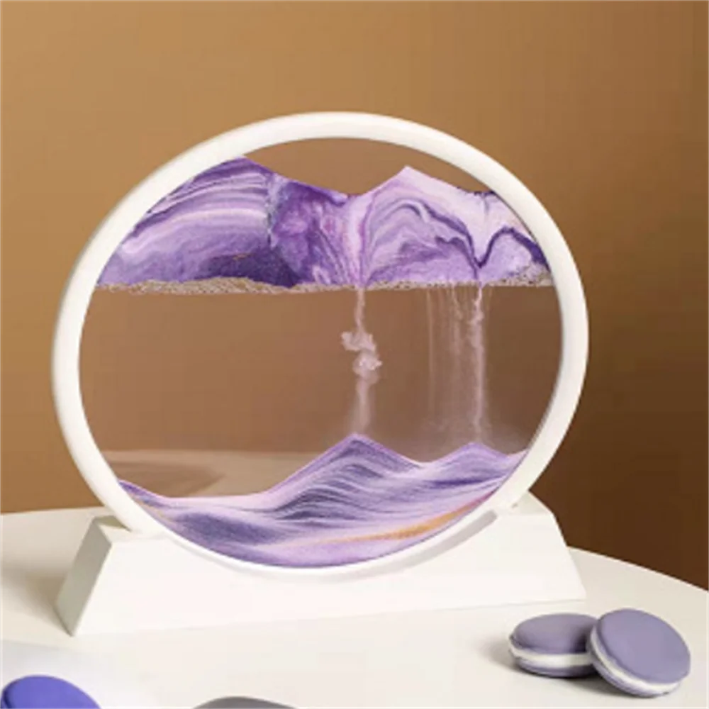 Areia movente arte 3d ampulheta circular vidro dinâmico líquido areia  movediça deserto 7/12 Polegada pintura desktop fluindo quadro decoração da  sua casa - AliExpress