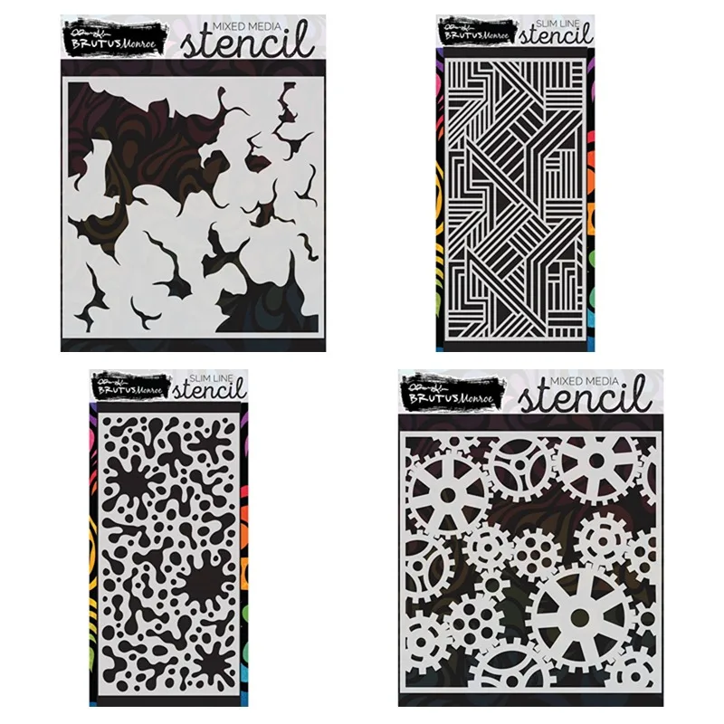 

Space Robots Weathered Paint Angles Slimline Splatter Gears Galore Stencil Metal Cutting Dies Scrapbook Diary Decoration DIY