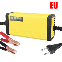 Versatile LED Display Battery Charger for Cars and Trucks, 220V Power Pulse Repair, Suitable for 12V Lead Acid Batteries (EU)