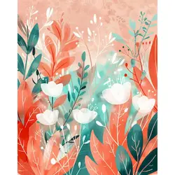 DIY Oil Painting Kit - Pink Scenery Acrylic Art on Canvas - 20x30cm Diy Frame (PURPLE)