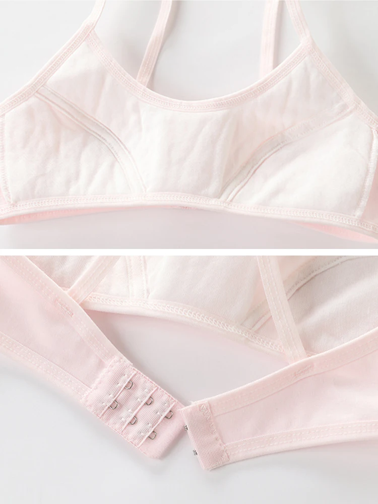 LJMOFA 8-16T Child Girls Bra Solid Color Young Girls Student No Rims Underwear Training Puberty Simple Undergarment Clothes B240