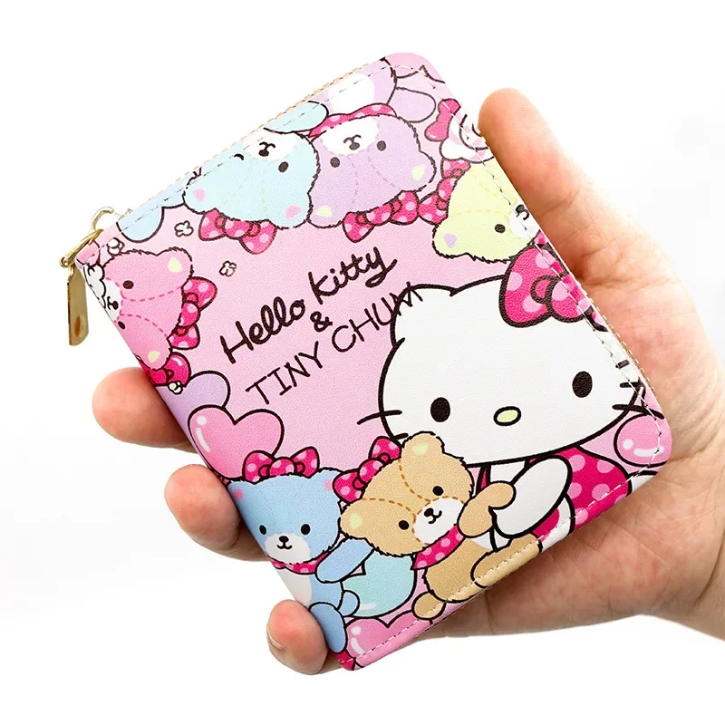 Women Girls Sanrio Hello Kitty Small Wallet Luxury Wallet Women Designer Brand Famous Kawaii Cute Handbag Short Gifts for Her 3