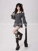 Knitted Suits Autumn Winter Woman V-neck French Vintage Long Sleeve Pullovers Knitwears 2000s Aesthetic Korean Sweater Sets Y2k 3
