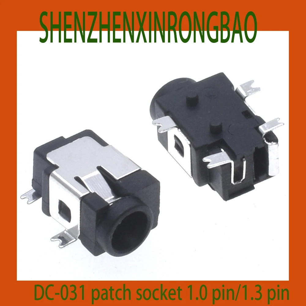 10Pcs DC-031A outer diameter3.5 caliber 1.3 inner core pin 4-pin patch high-temperature resistant DC power socket DC female base