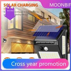 Projecteur solaire à 100 LED avec capteur de mouvement, éclairage à large faisceau, idéal pour un jardin ou une cour 