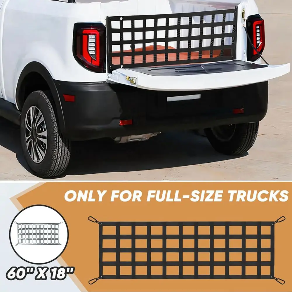 Schwarzes Hochleistungs-Ladungsnetz aus PVC-Gurtband für LKW, Pickup, SUV, Van – Sicherheitsnetz für die Heckklappe, Auto-Modifikationsteile – Detail 11