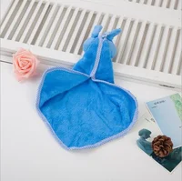 New Coral Velvet Hand Towel Cartoon Animal Rabbit Kitchen Hanging Bath Wipe Towel Washcloths Kids Handkerchief 4