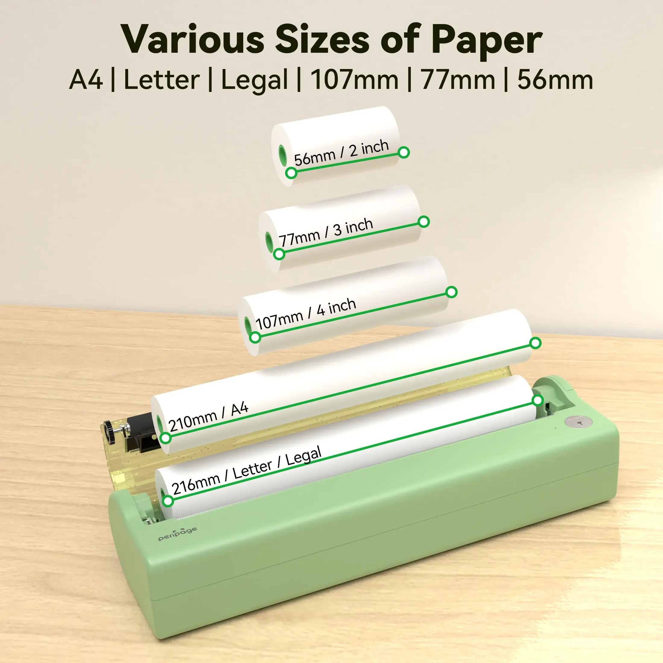 GlowMartPeriPage P80 Portable A4 Thermal Printer Wireless 203/304Dpi Thermal Printer Fit Multi Size Paper Label