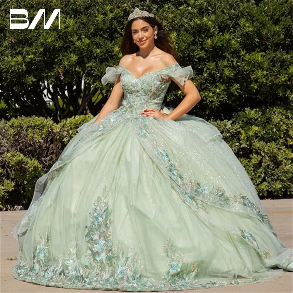 

New Arrival Floral Vestidos De 15 Quinceañera Ball Gown Quinceanera Dress 2024 Off-shoulder Cocktail Dresses Vestidos De Baile