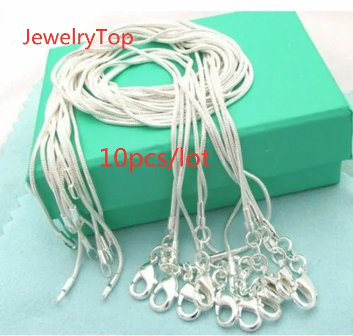 

10PCS 16 To 30inches 925 Sterling Silver 1MM Snake Chain Necklace Jewelry for Man Women Wedding Cute for Pendant