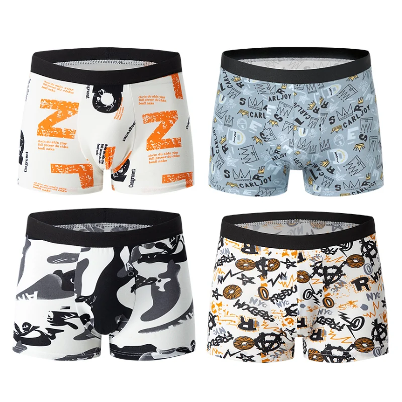 4-piece MEN’S FASHION Printed Underwear Breathable Crotch Boxers for Teenagers Comfortable plus Size Underwear up to 6XL. BEST SELLERS