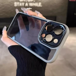 Premium Shockproof Clear Acrylic Lens Protection Case with Soft Bumper for iPhone 14 Plus (New Gray)
