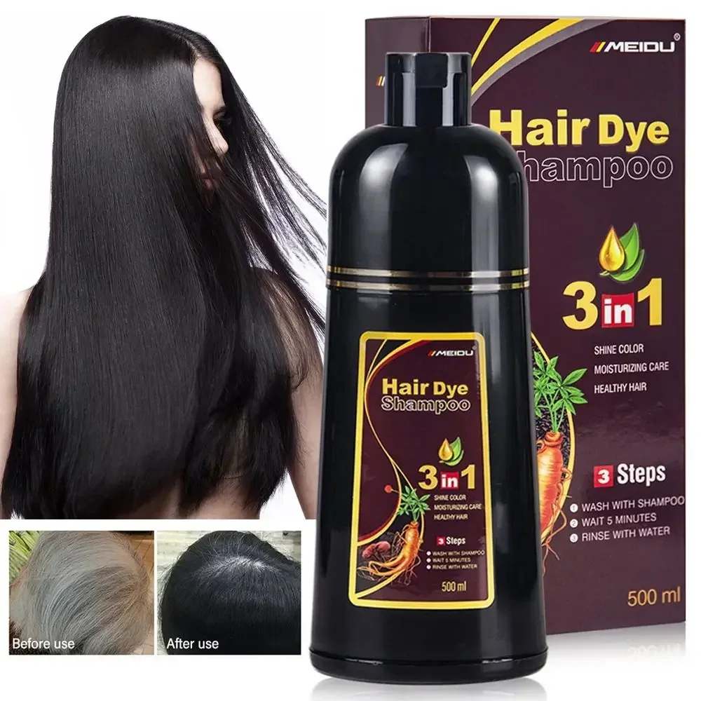 

3 в 1 натуральная краска для волос черного цвета, травяной шампунь для окрашивания волос, шампунь для мгновенного окрашивания